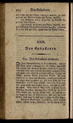 XXIII. Von Gebackenen.