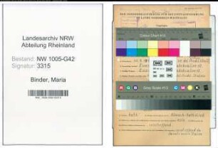 Entnazifizierung Maria Binder , geb. 30.09.1898 ()