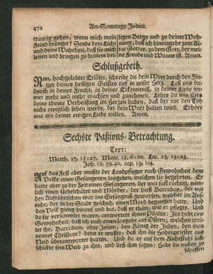 Sechste Paßions-Betrachtung.