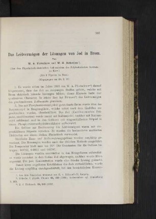 Das Leitvermögen der Lösungen von Jod in Brom.