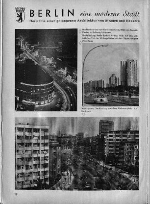 Nachtaufnahme vom Kurfürstendamm [...] ; Großsiedlung Berlin-Buckow-Rudow [...] ; Südtangente [...]