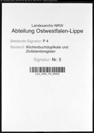 Zivilstandsregister der Munizipalität Aplerbeck (H 1811). (Gemeinde: Aplerbeck, Stadt Dortmund)