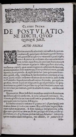 Classis Prima. De Postulatione Edicti, Quod Quisque Iuris