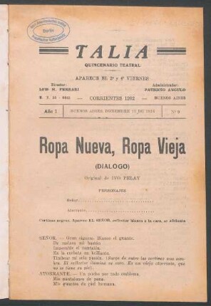 Ropa nueva, ropa vieja : diálogo