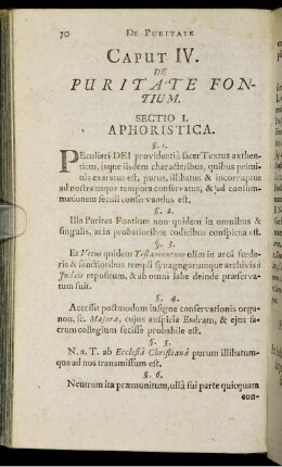 Caput IV. De Puritate Fontium.