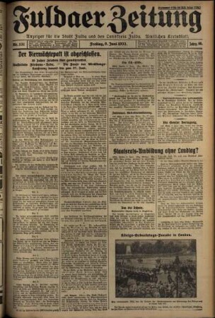 Ausgabe vom Freitag, den 09. Juni 1933.