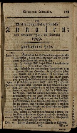 VII. MecklenburgSchwerinsche Annalen; vom December 1798, bis December 1799