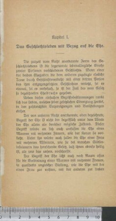 Kapitel I.: Das Geschlechtsleben mit Bezug auf die Ehe