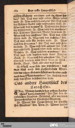 Das andere Hauptstück des Catechismi ... von denen Haupt-Artickuln des Christlichen Glaubens.