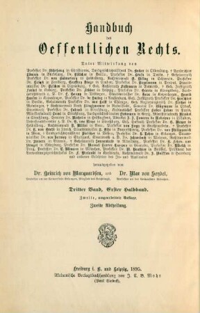 Bd. 3, Halbbd. 1, Abth. 2: Das Staatsrecht des Königreichs Württemberg