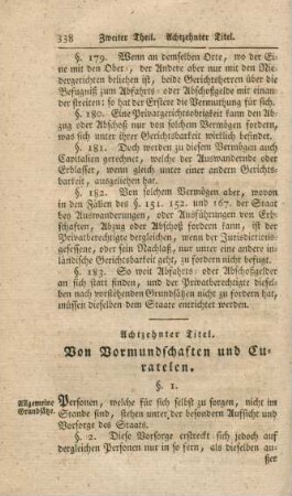 Achtzehnter Titel. Von Vormundschaften und Curatelen