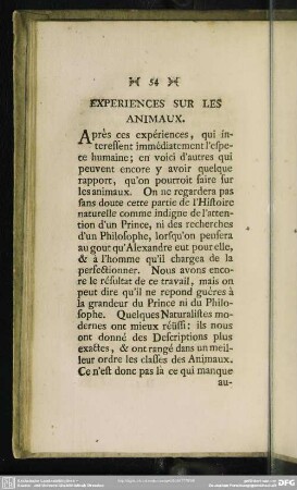 Experiences Sur Les Animaux