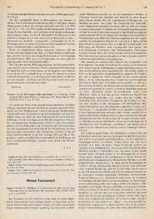 505-507 [Rezension] Gundry, Robert Horton, Matthew