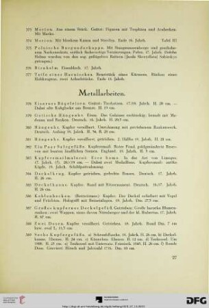 Metallarbeiten (Nr. 378-404)
