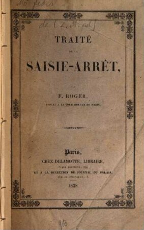 Traité de la saisie-arrêt
