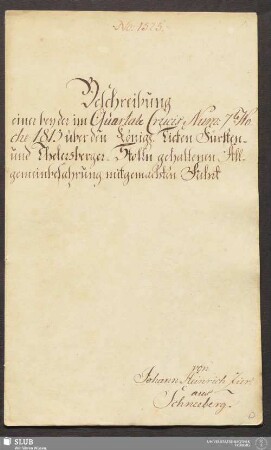Beschreibung einer bey der im Quartale Crucis Num: 7te Woche 1813 über den Königl. Tiefen Fürsten- und Thelersberger-Stolln gehaltenen Allgemeinbefahrung mitgemachten Fahrt - 18.6199 4.