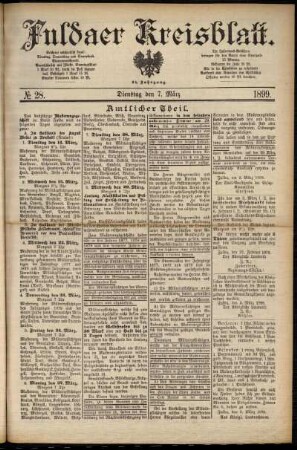 Erste Ausgabe vom Dienstag, den 07. März 1899.