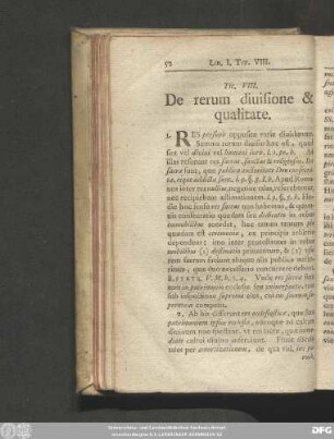 Tit. VIII. De rerum divisione & qualitate.