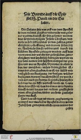 Die Vorrede auff die Epistel S. Pauli an die Galater