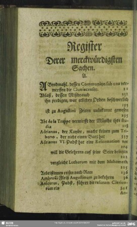 Register Derer merckwürdigen Sachen