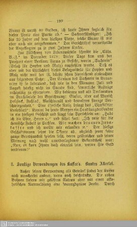 8. Sonstige Verwendungen des Kaffee's. Buntes Allerlei