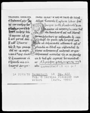 Ambrosius und andere — Initiale P(roxime cum veteri), Folio 8recto