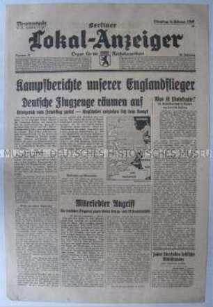 Tageszeitung "Berliner Lokal-Anzeiger" überwiegend zum Luftkrieg gegen Großbritannien