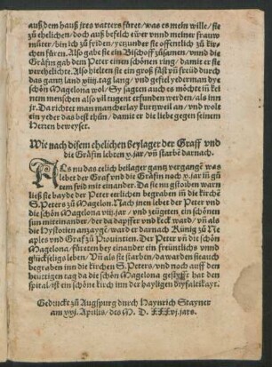 Wie nach disem ehelichen beylager der Graff und die Gräfin lebten x. jar ...