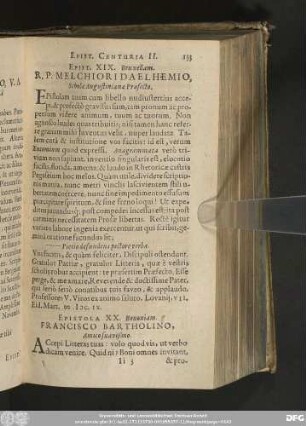 Epistola XX. Bononiam. Francisco Bartholino, Amico suavißmo.