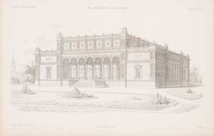 Kunsthalle, Hamburg: Perspektivische Ansicht (aus: Atlas zur Zeitschrift für Bauwesen, hrsg. v. G. Erbkam, Jg. 18, 1868)