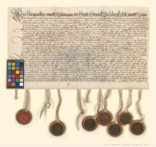 Altmärkische und prignitzsche Städte verschreiben sich Levin von der Schulenburg zu Brandenburg über 1.500 Taler.