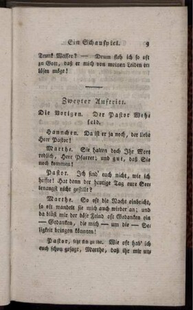 Zweyter Auftritt. Die Vorigen. Der Pastor Wehfeld.