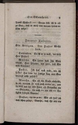 Zweyter Auftritt. Die Vorigen. Der Pastor Wehfeld.