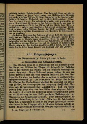 209-238, XIII. Kriegsrechtsfragen