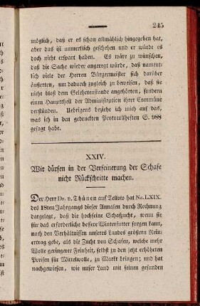 XXIV. Wir dürfen in der Verfeinerung der Schafe nicht Rückschritte machen