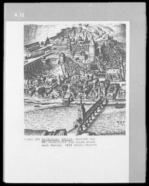 Schloss, Ansicht von Nordwesten, Ausschnitt aus dem Stich nach Merian