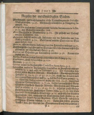 Register der merckwürdigsten Sachen
