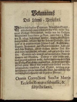 Bekanntnuß Des Lebens-Verfassers.