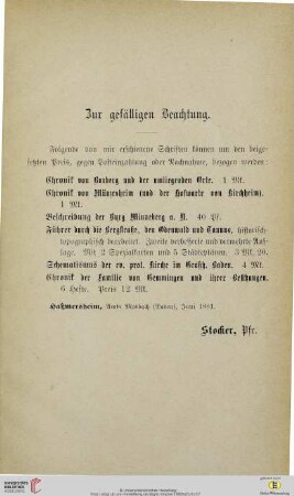Zur gefälligen Beachtung
