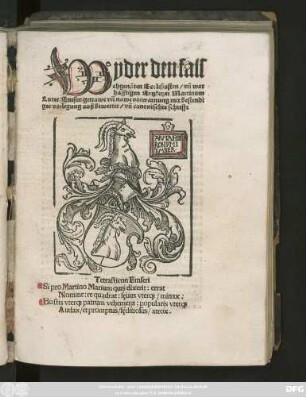 Wyder den fals||chgenãten Ecclesiasten/ vñ war||hafftigen Ertzketzer Martinum || Luter Emßer getrawe vñ nawe vorwarnung mit bestendi||ger verlegung auß bewerter/ vñ canonischer schrifft || ... ||