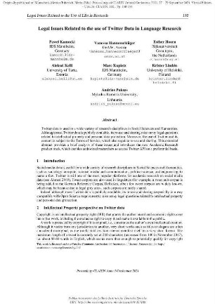 Legal issues related to the use of twitter data in language research