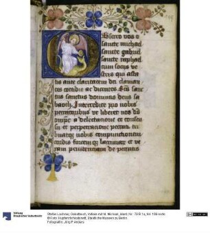 Gebetbuch, Initiale mit hl. Michael