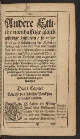 Das I. Capitel. Wie offt das Jüdisch Volck seye gefangen worden.