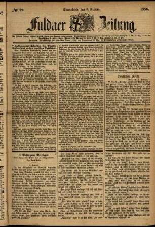 Ausgabe vom Samstag, den 06. Februar 1886.