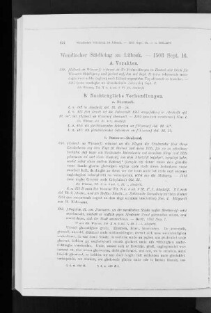 Wendischer Städtetag zu Lübeck. - 1503 Sept. 16.