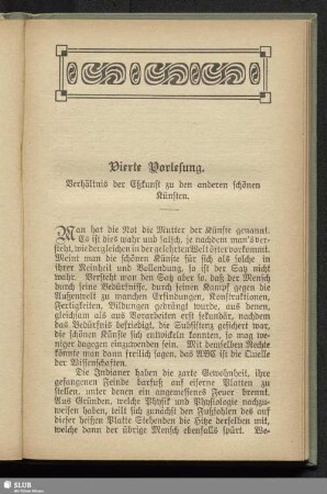 Vierte Vorlesung. Verhältnis des Eßkunst zu den anderen schönen Künsten