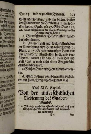 Das XIV. Capitel. Von der unterschidlichen Bedienung des Gnaden-Bunds.