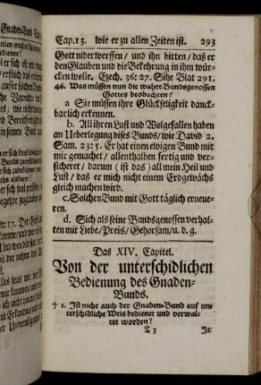 Das XIV. Capitel. Von der unterschidlichen Bedienung des Gnaden-Bunds.