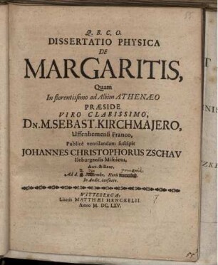 Dissertatio Physica De Margaritis