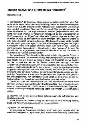 21-30, Thesen zu Zivil- und Strafrecht als Herrschaft